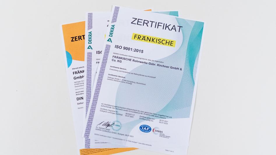 Zertifizierungen nach ISO 9001 und IATF 16949 sind fester Bestandteil unseres integrierten Managementsystems